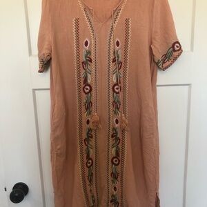 Boho Embroidered Blush Dress